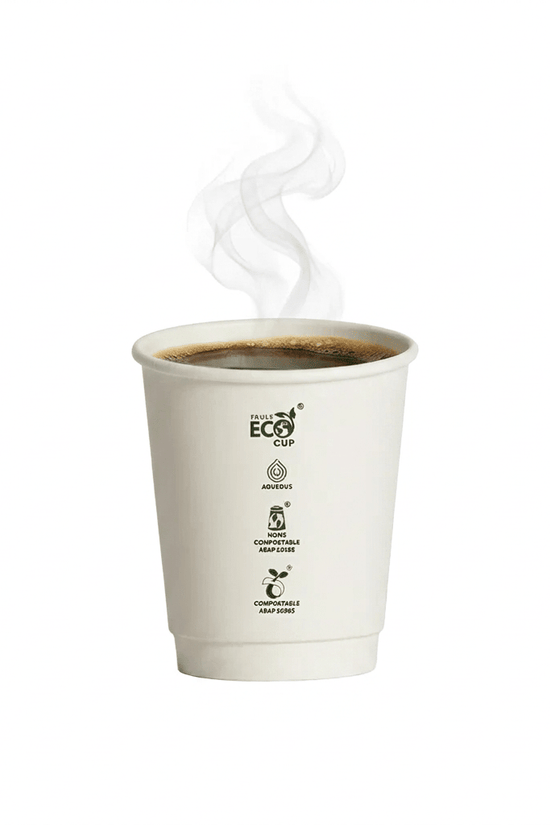 Truly Eco® 8oz White Aqueous Double Wall Paper Cups - 80mm Rim (Carton of 500) - TEM IMPORTS™