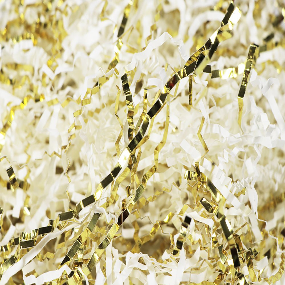 Vanilla & Gold Crinkle Paper Shreds Fillers - 1Kg - TEM IMPORTS™