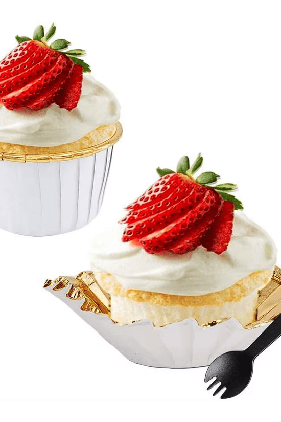 White And Gold Foil Baking Paper Cup - B38xH30 - TEM IMPORTS™