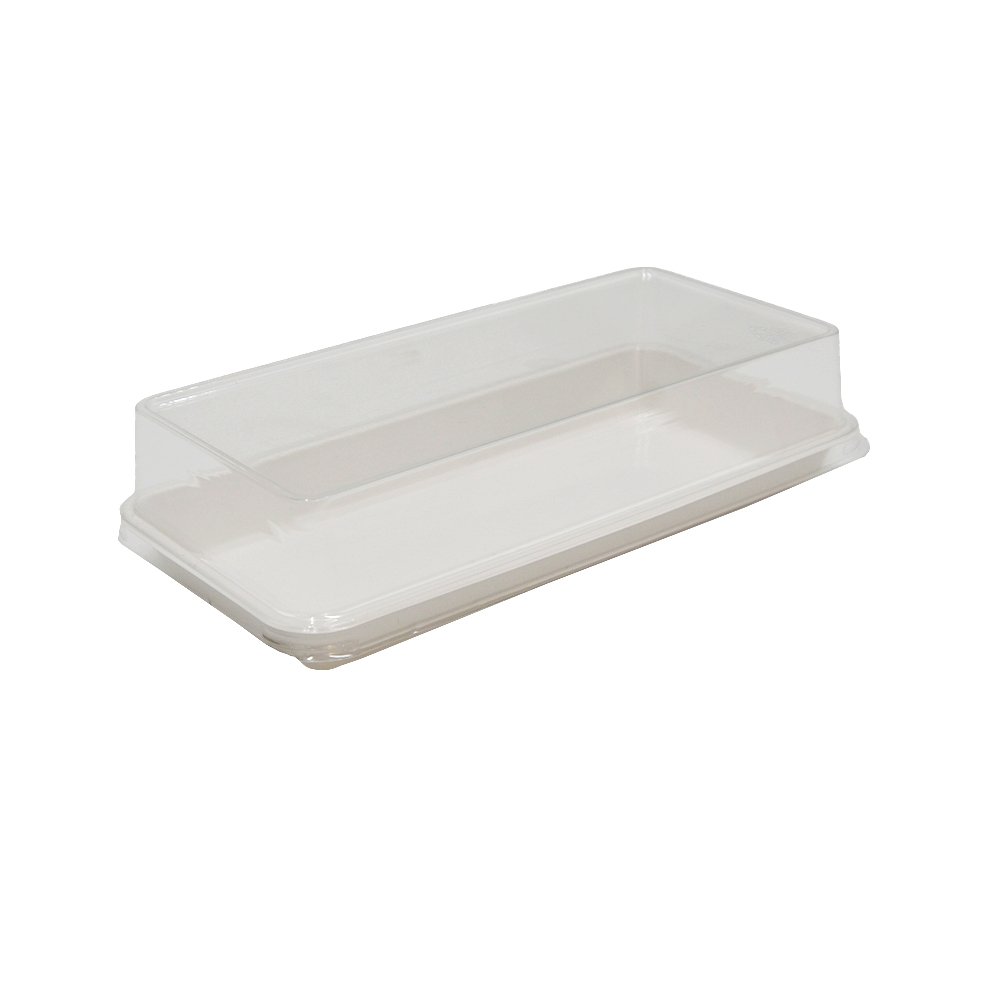 White Base Long Rectangular With Clear PET Lid - TEM IMPORTS™