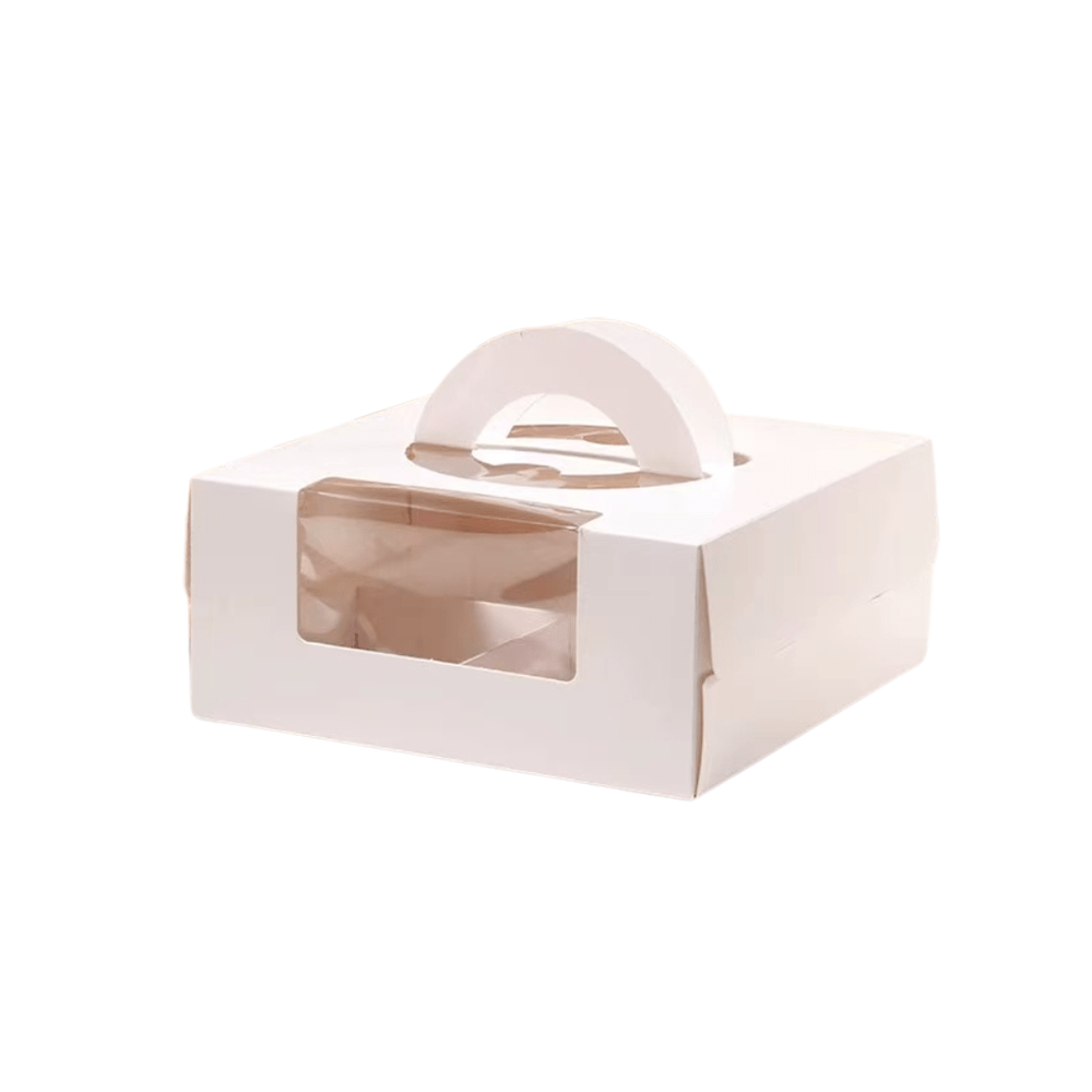 White Cake Box Window With Handle & 4 Compartment - TEM IMPORTS™