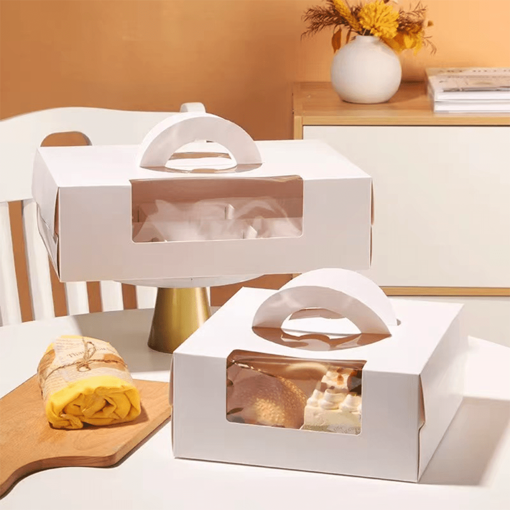 White Cake Box Window With Handle & 6 Compartment - TEM IMPORTS™