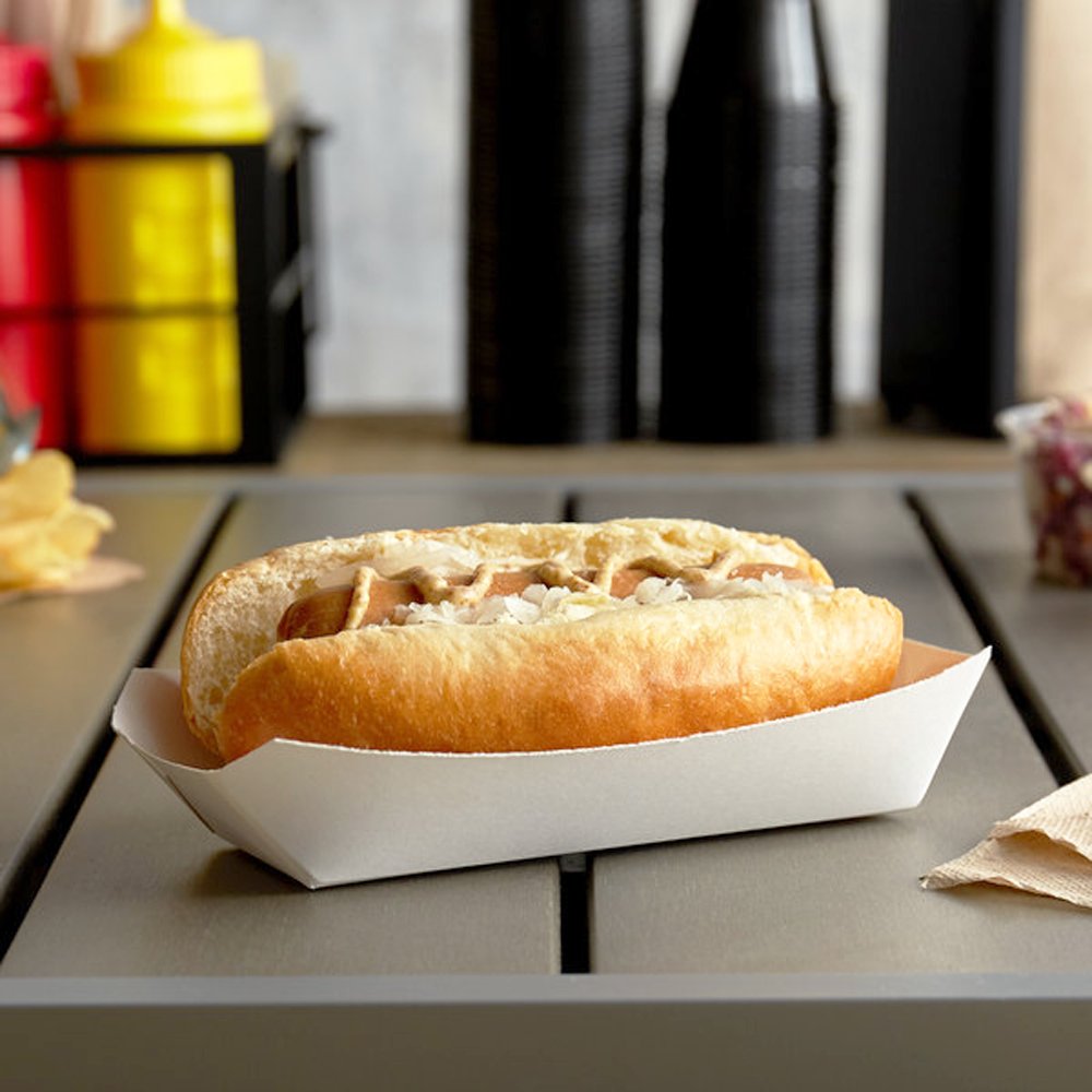 White Cardboard Takeaway Open Hot Dog Tray - TEM IMPORTS™