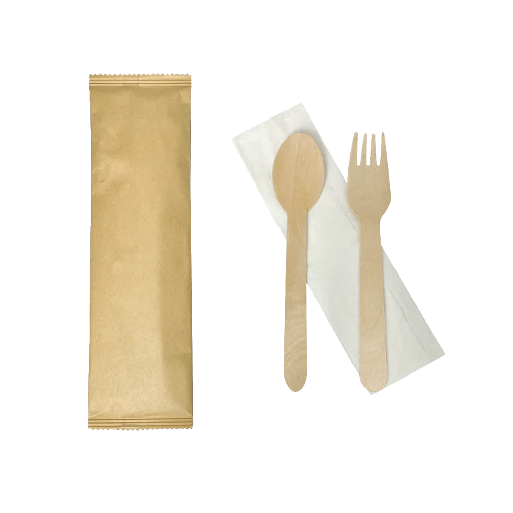 Wooden Fork Spoon & Napkin Set - TEM IMPORTS™