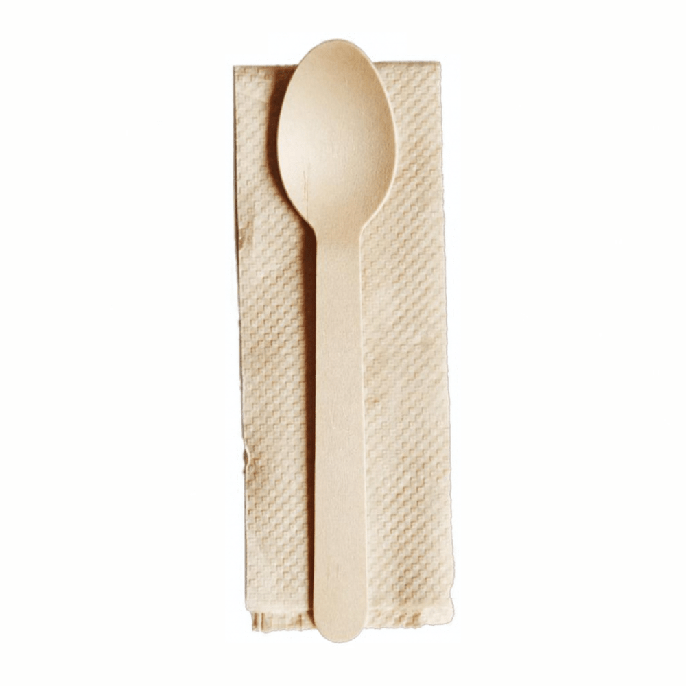 Wooden Spoon & Napkin Set (Carton of 400) - TEM IMPORTS™