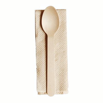 Wooden Spoon & Napkin Set (Carton of 400) - TEM IMPORTS™