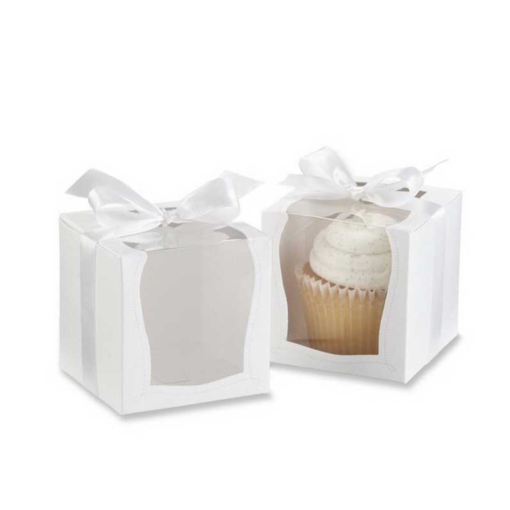 1 Cupcake White Paper Box With Window - TEM IMPORTS™