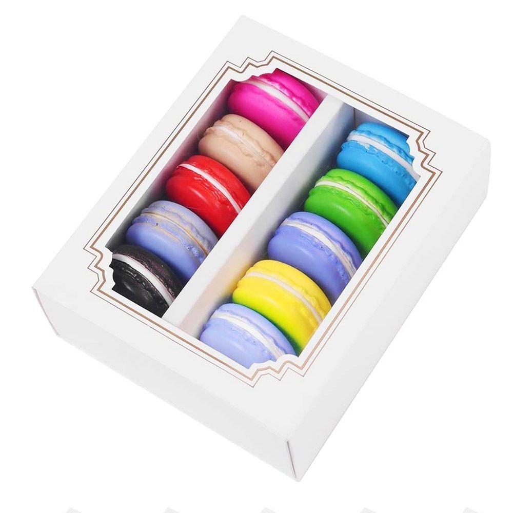 10 Macaron White & Gold Frame Paper Box Window - TEM IMPORTS™