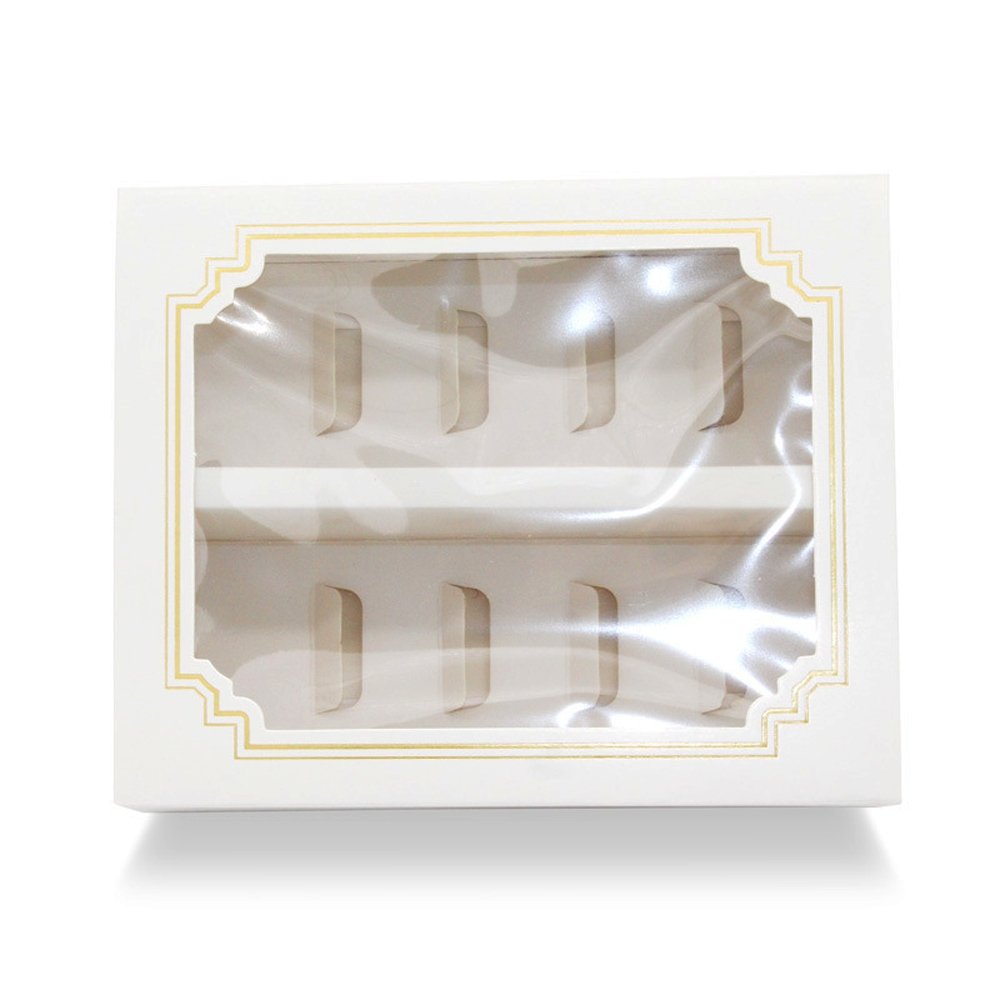 10 Macaron White & Gold Frame Paper Box Window - TEM IMPORTS™