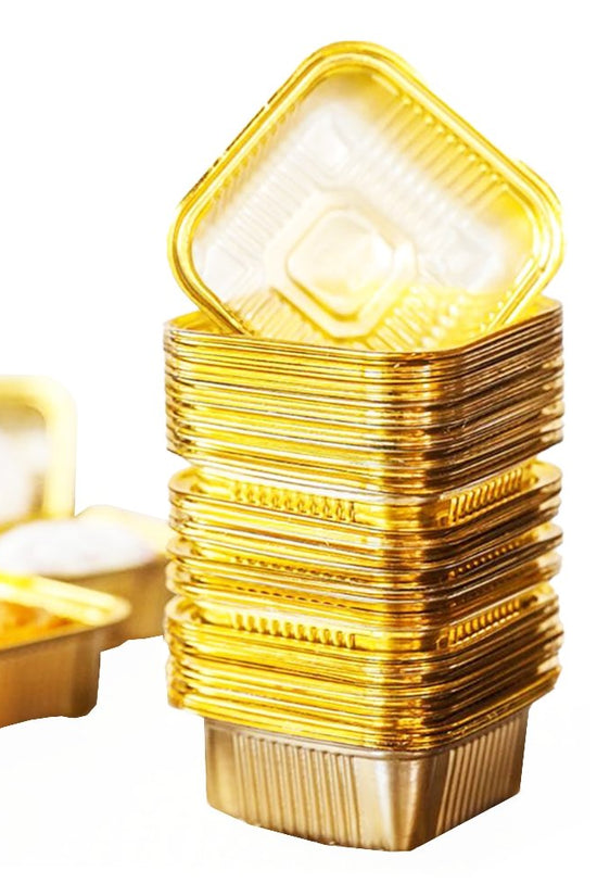 100g Square Gold Moon Cake Tray - Pk100 - TEM IMPORTS™