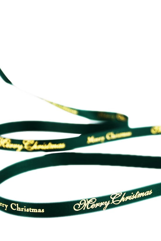 10mm Satin Ribbon - Merry Christmas Green - TEM IMPORTS™