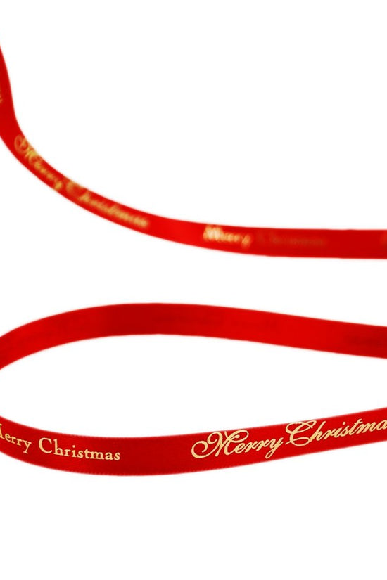 10mm Satin Ribbon - Merry Christmas Red - TEM IMPORTS™