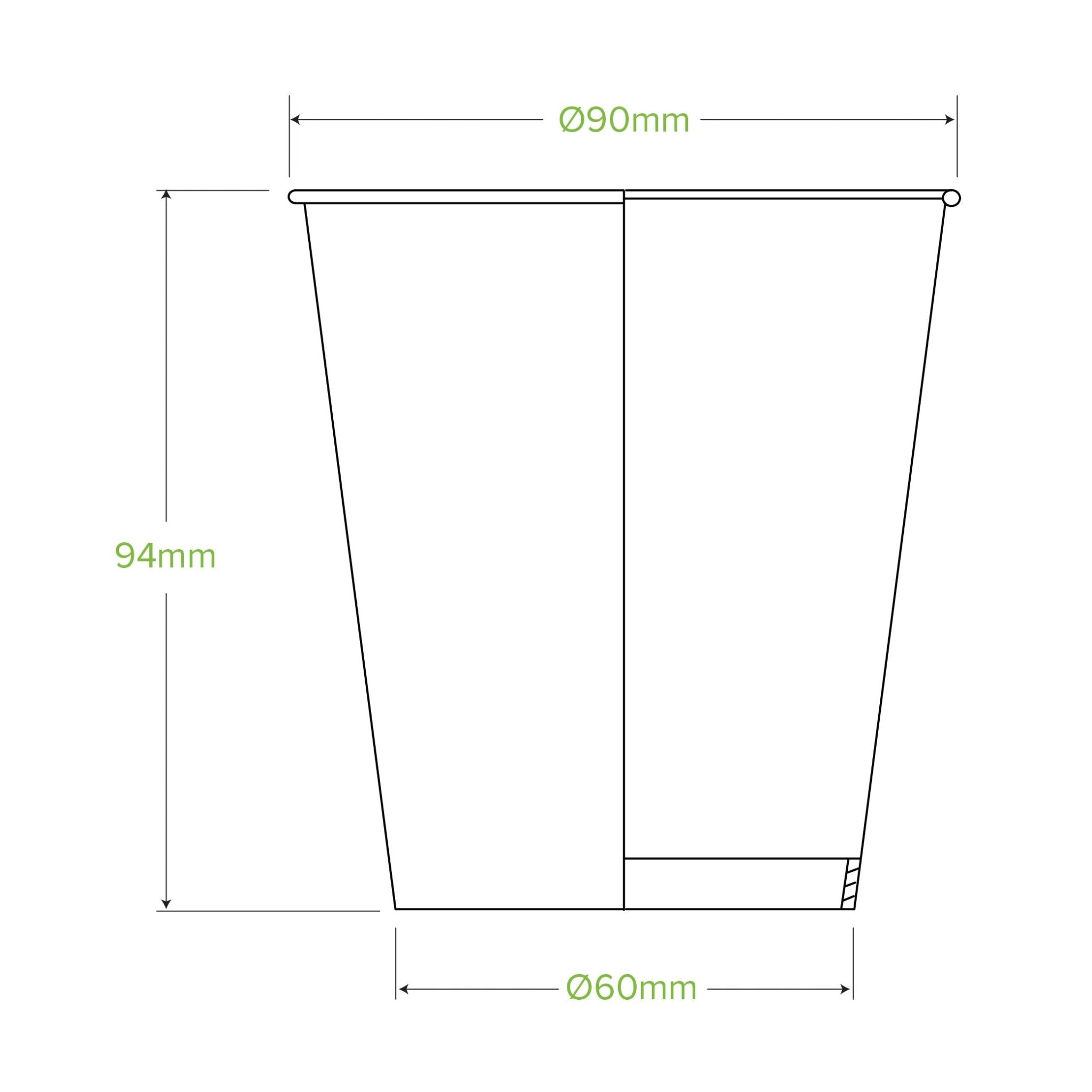 10oz/300mL (90mm) Green Cold Paper BioCup - 1000/ctn - TEM IMPORTS™