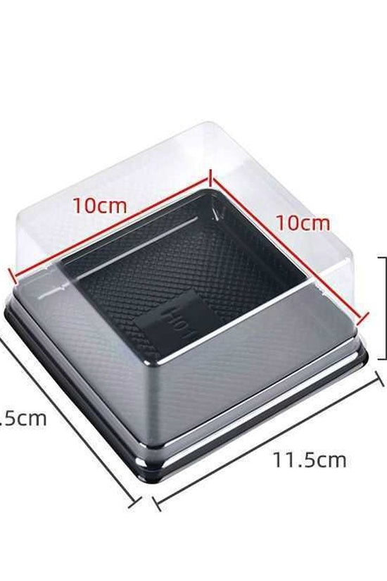Individual Size Black Square Container w/ Lid - 115x115mm - TEM IMPORTS™