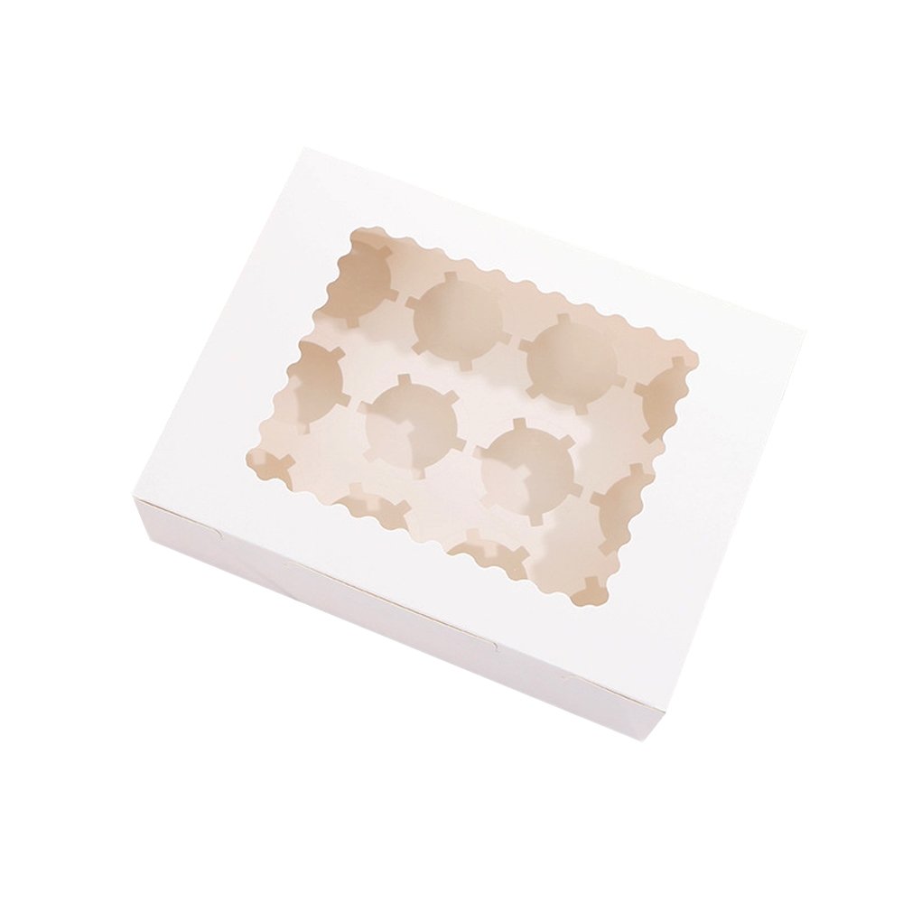 12 Cupcake White Paper Box With Window - TEM IMPORTS™