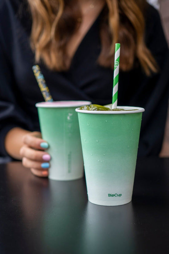 12oz/360mL (90mm) Green Cold Paper BioCup - 1000/ctn - TEM IMPORTS™