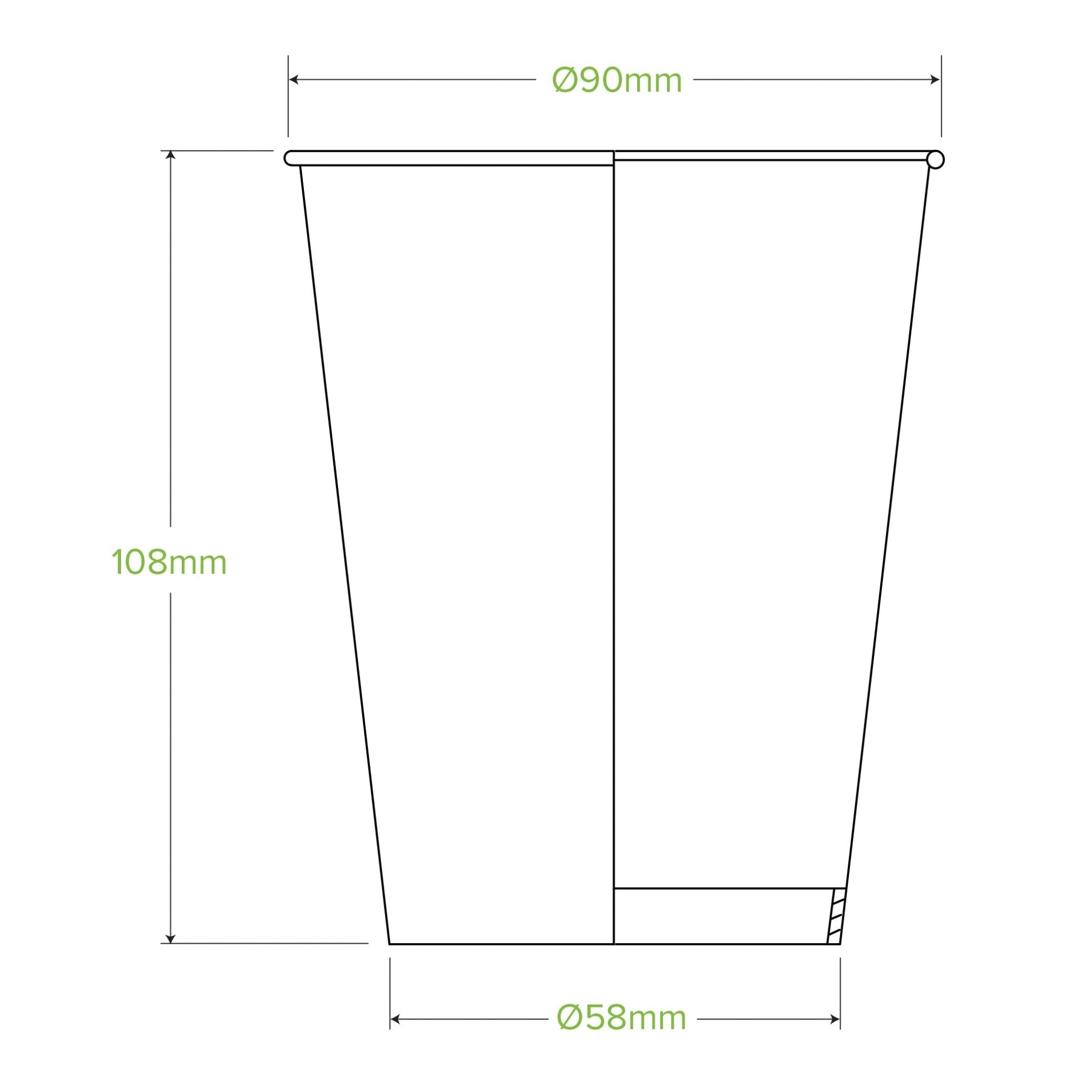 12oz/360mL (90mm) Green Cold Paper BioCup - 1000/ctn - TEM IMPORTS™