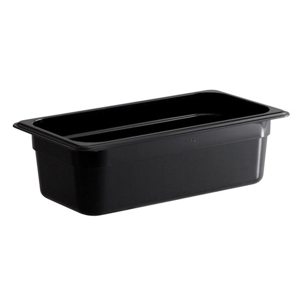 1/3 Size Steam Pan Polycarbonate Black - 8.0L - TEM IMPORTS™