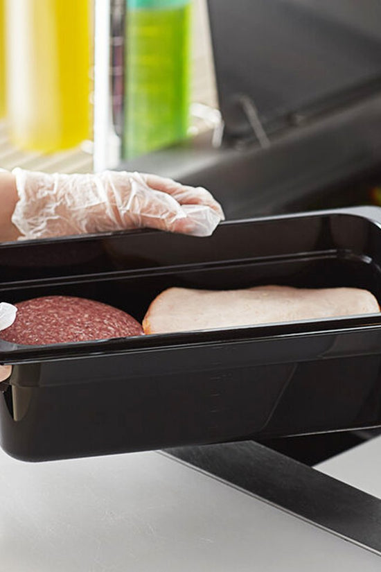 1/3 Size Steam Pan Polycarbonate Black - 8.0L - TEM IMPORTS™