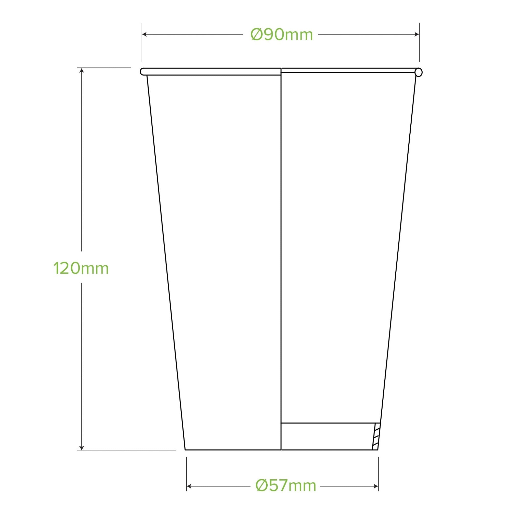 14oz/420mL (90mm) Green Cold Paper BioCup - 1000/ctn - TEM IMPORTS™