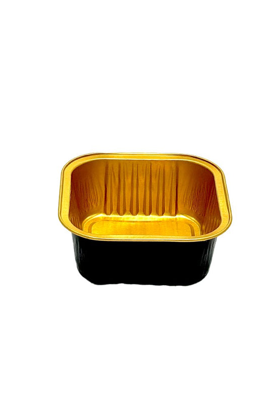 170mL Square Aluminium Foil Cake Tin Black & Gold Series - Ribbed Wall