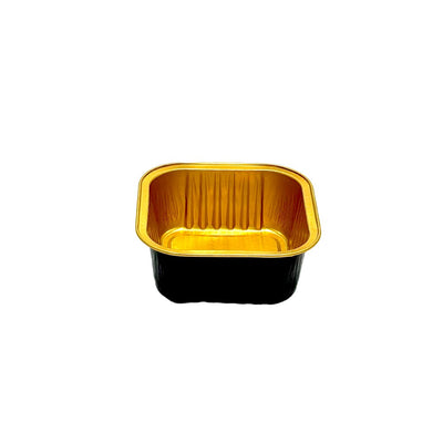 170mL Square Aluminium Ribbed Wall Foil Cake Tin - Black&Gold Series