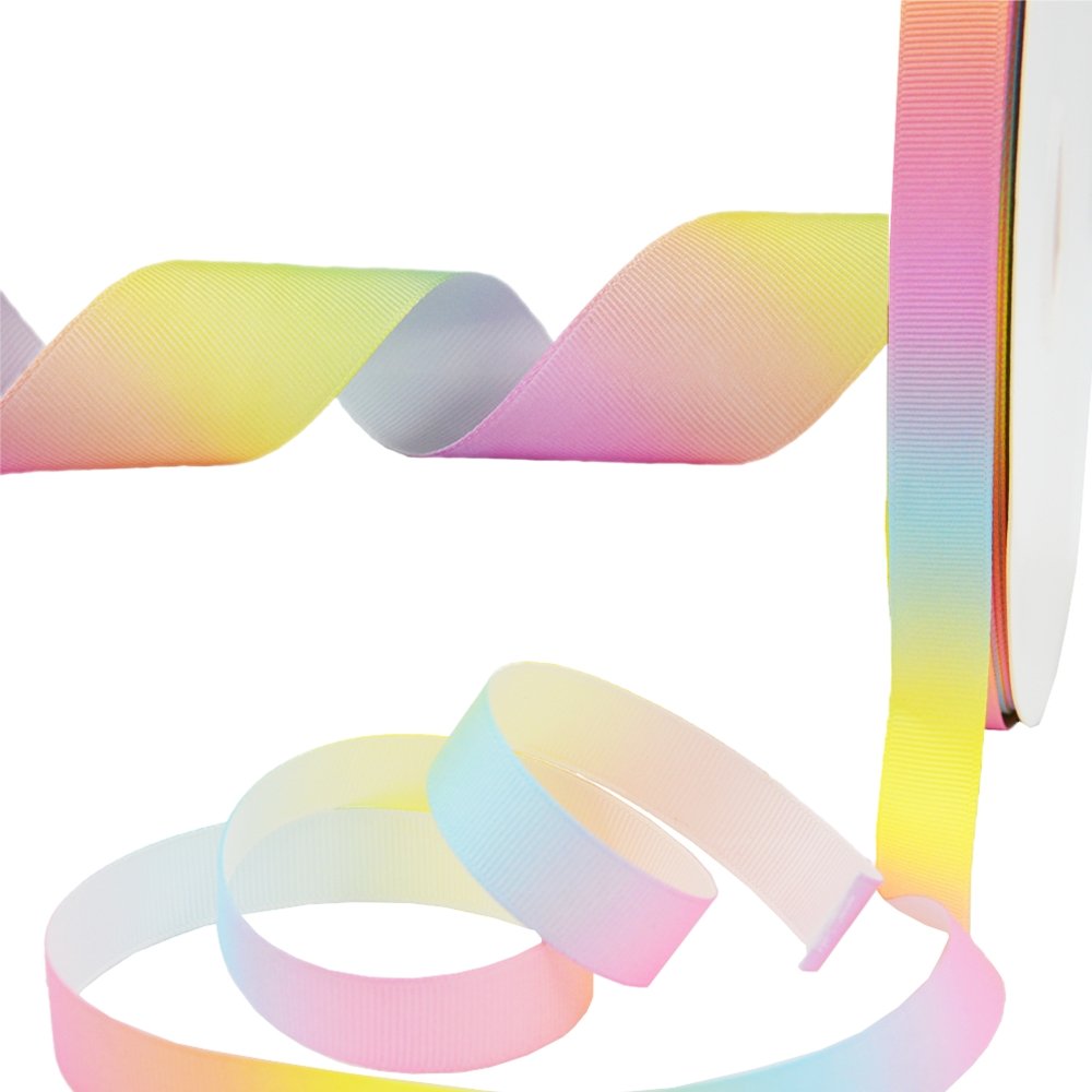 15mm Pastel Gradient Rainbow Grosgrain Ribbon - TEM IMPORTS™