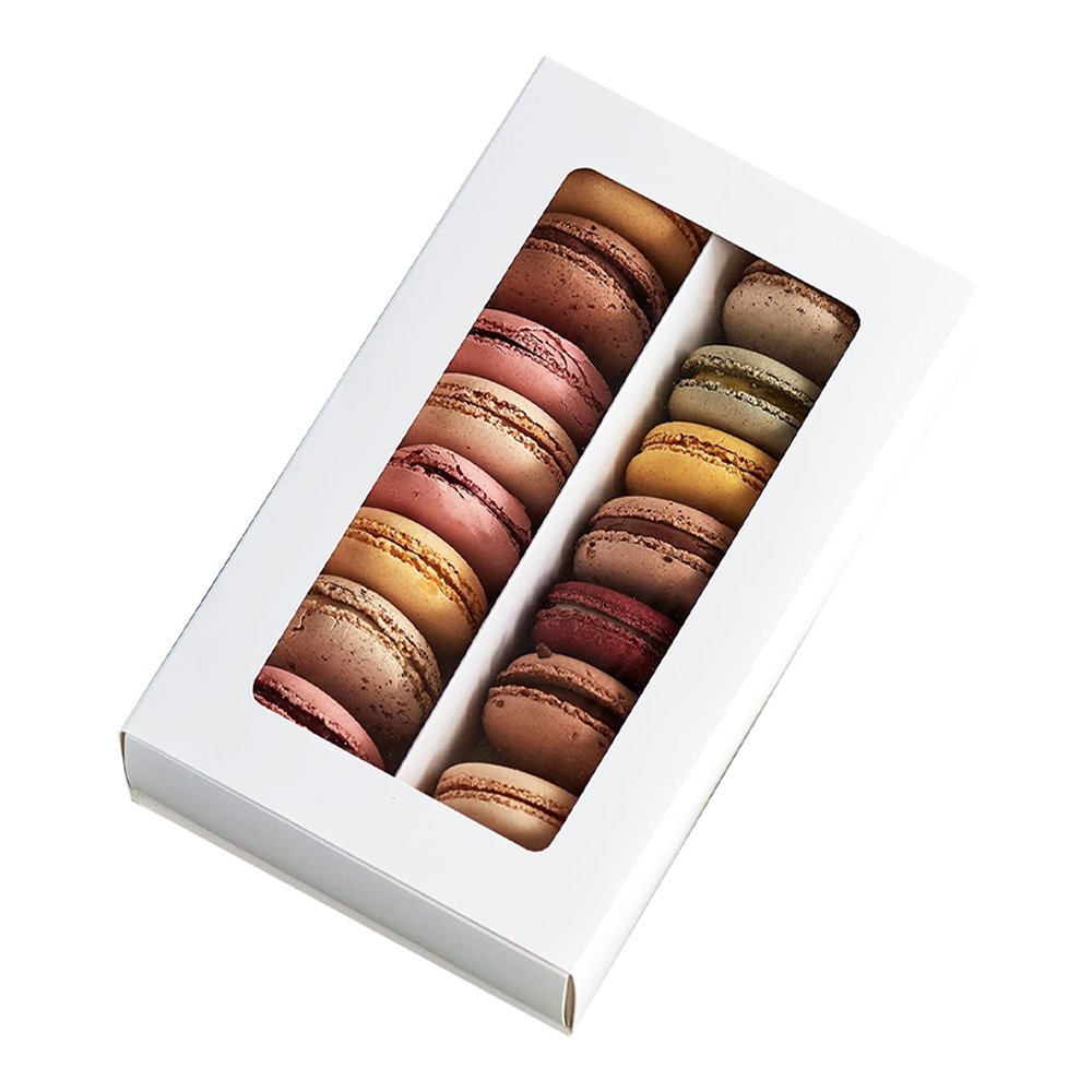 16 Macarons White Paper Box With Window - TEM IMPORTS™