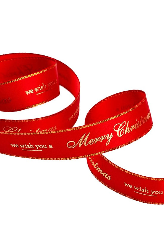 16mm Satin Ribbon With Gold Woven Edge Red - TEM IMPORTS™