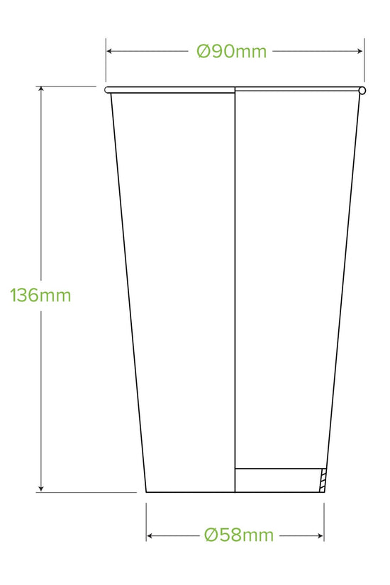 16oz/500mL (90mm) Green Cold Paper BioCup - 1000/ctn - TEM IMPORTS™