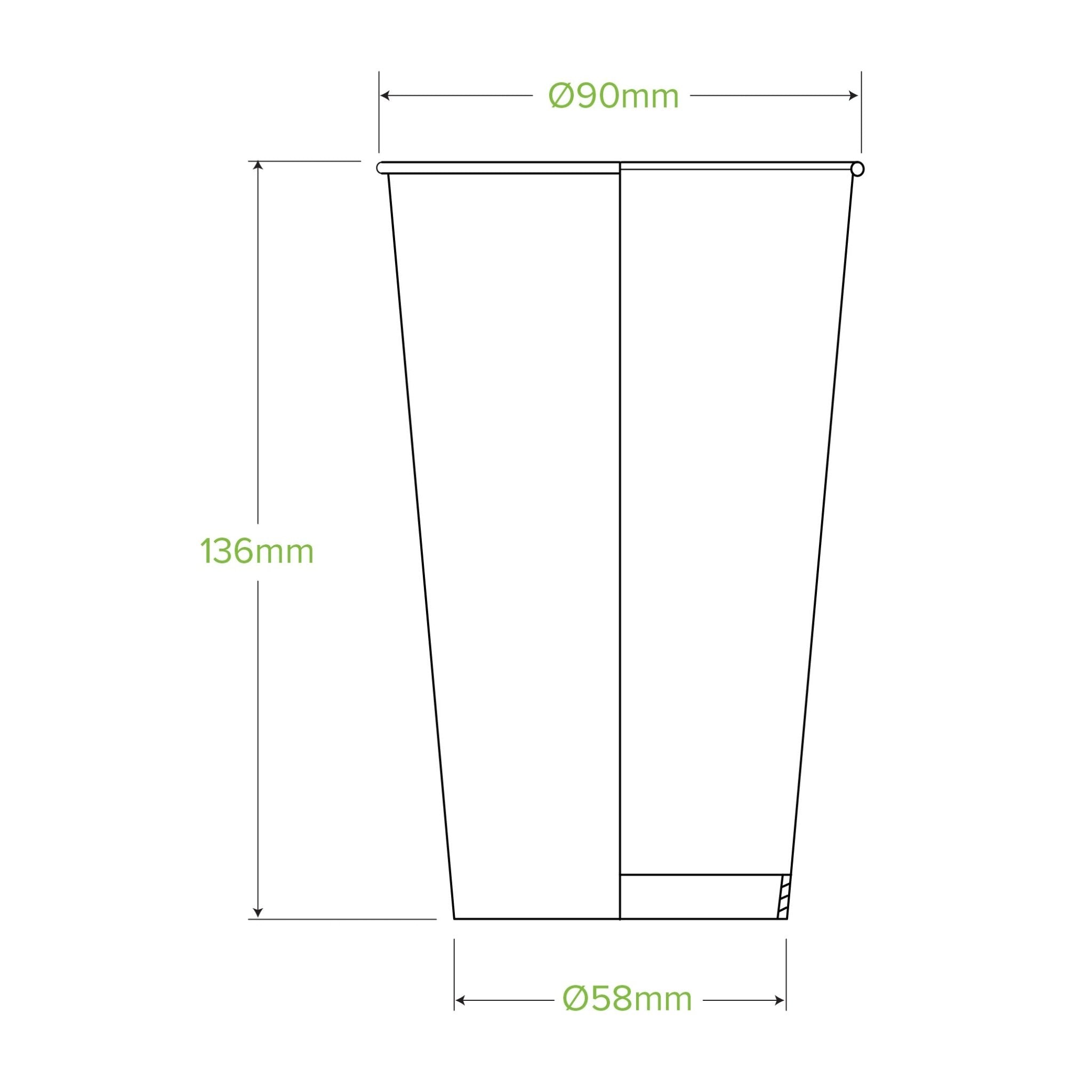 16oz/500mL (90mm) Green Cold Paper BioCup - 1000/ctn - TEM IMPORTS™