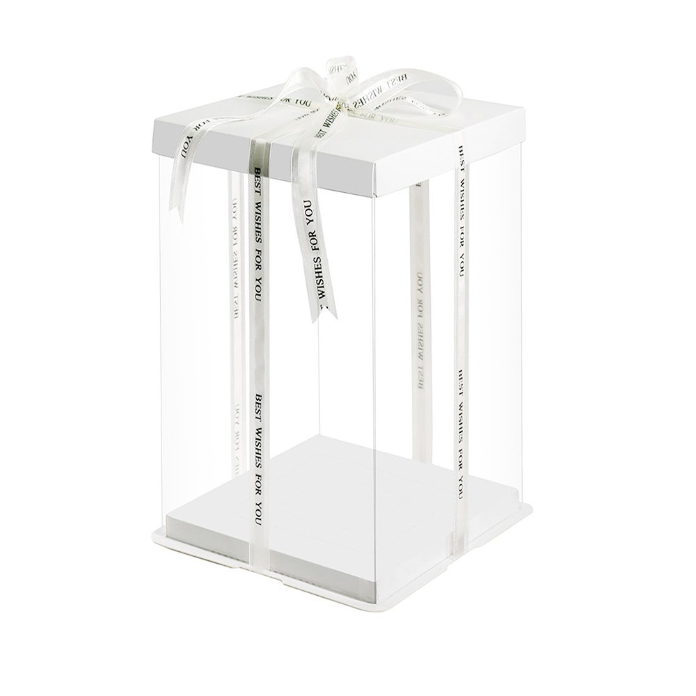 20x20x31 Clear Square Cake Box With Paper Lid - TEM IMPORTS™