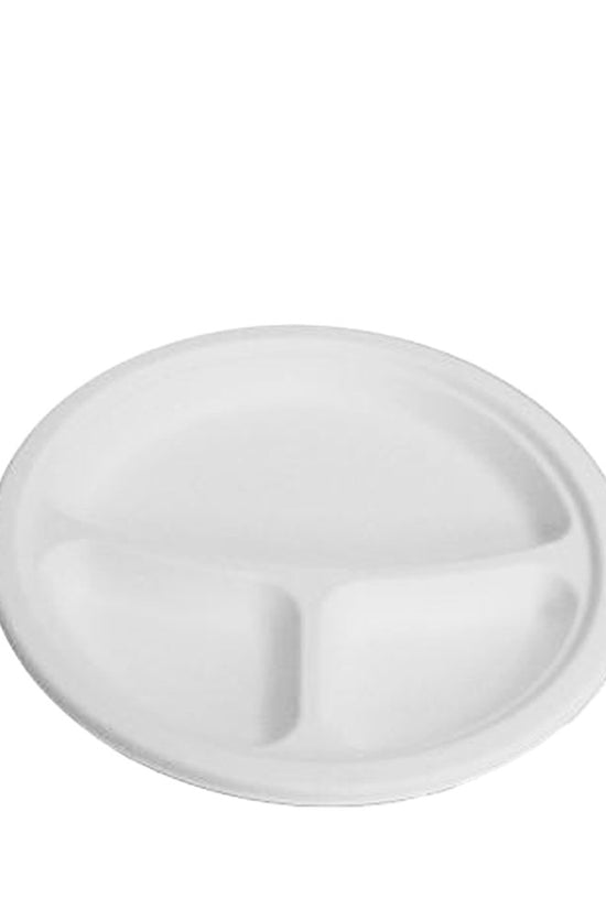 225mm/9" 3 Compartment Round Sugarcane Plate - TEM IMPORTS™