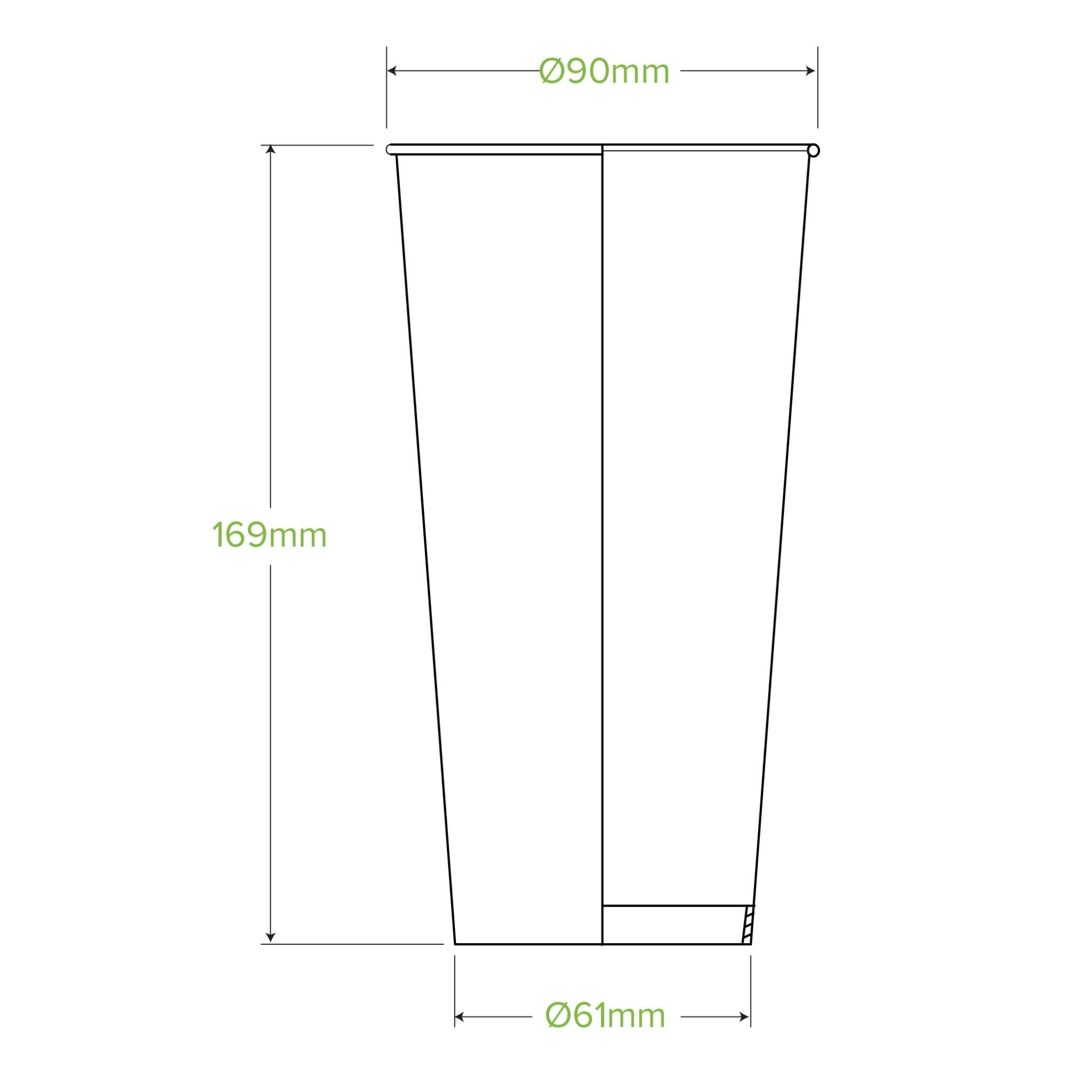 22oz/650mL (90mm) Green Cold Paper BioCup - 1000/ctn - TEM IMPORTS™