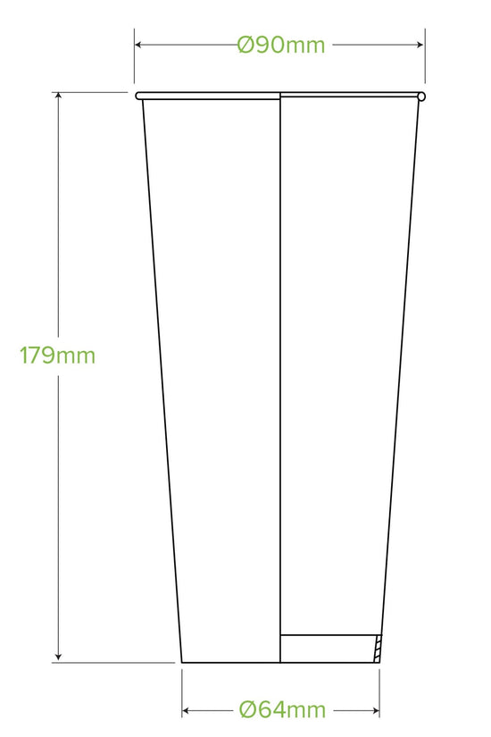 24oz/700mL (90mm) Green Cold Paper BioCup - 500/ctn - TEM IMPORTS™