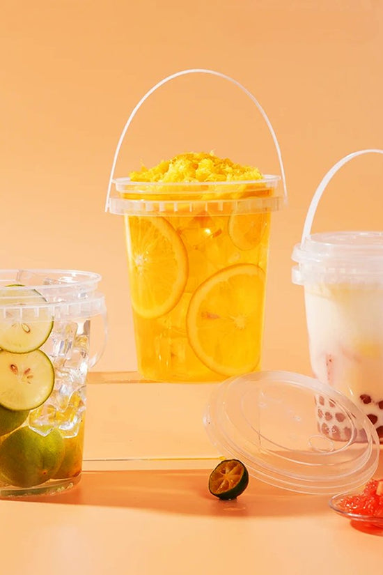 24oz/700mL Clear Fruit/Milk Tea Tamper Proof Bucket Cups - TEM IMPORTS™