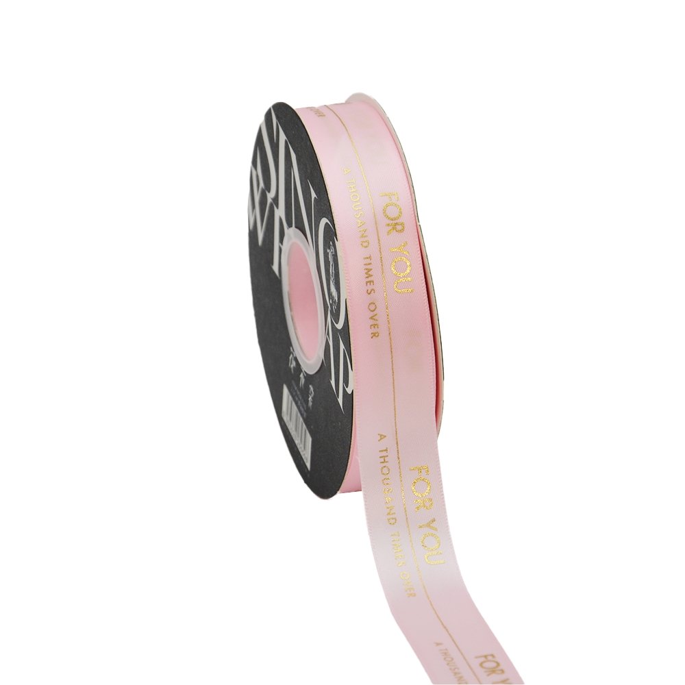 25mm 'For You A Thousand Times' Printed Satin Ribbon-Pink - TEM IMPORTS™