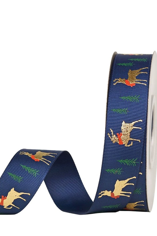 25mm Grosgrain Ribbon - Gold Reindeer - TEM IMPORTS™