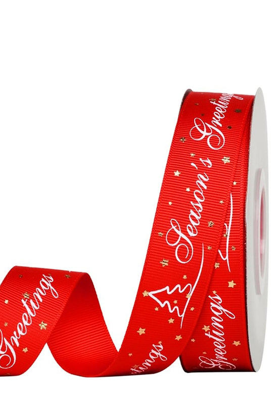 25mm Grosgrain Ribbon - Season Greetings Red - TEM IMPORTS™
