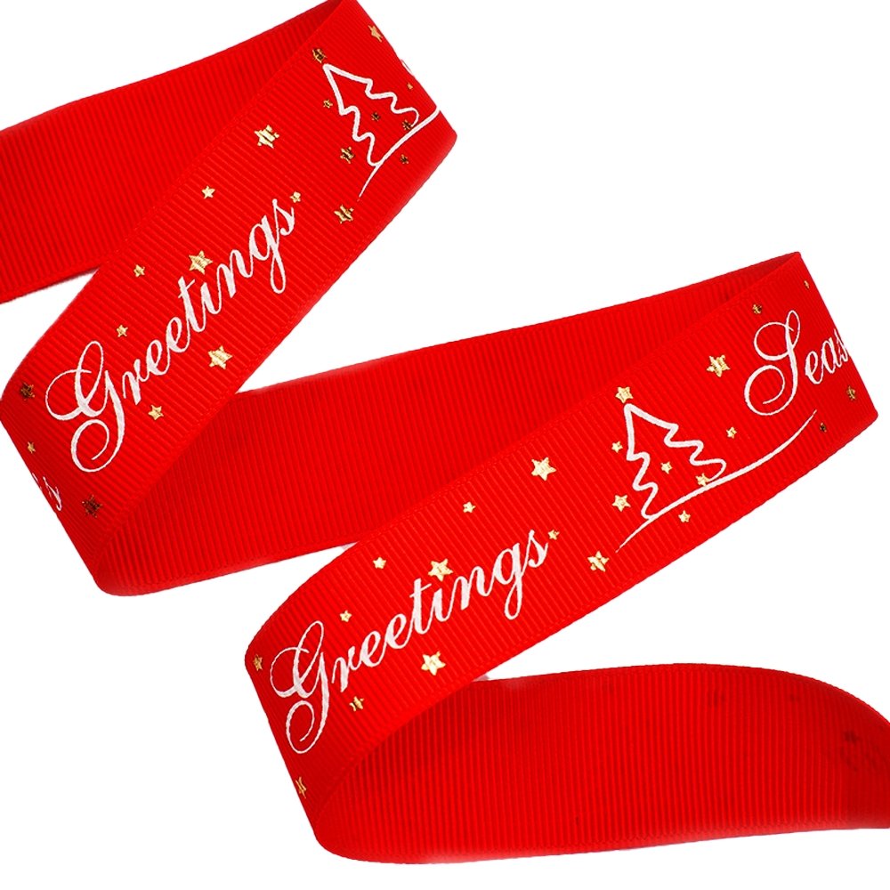 25mm Grosgrain Ribbon - Season Greetings Red - TEM IMPORTS™