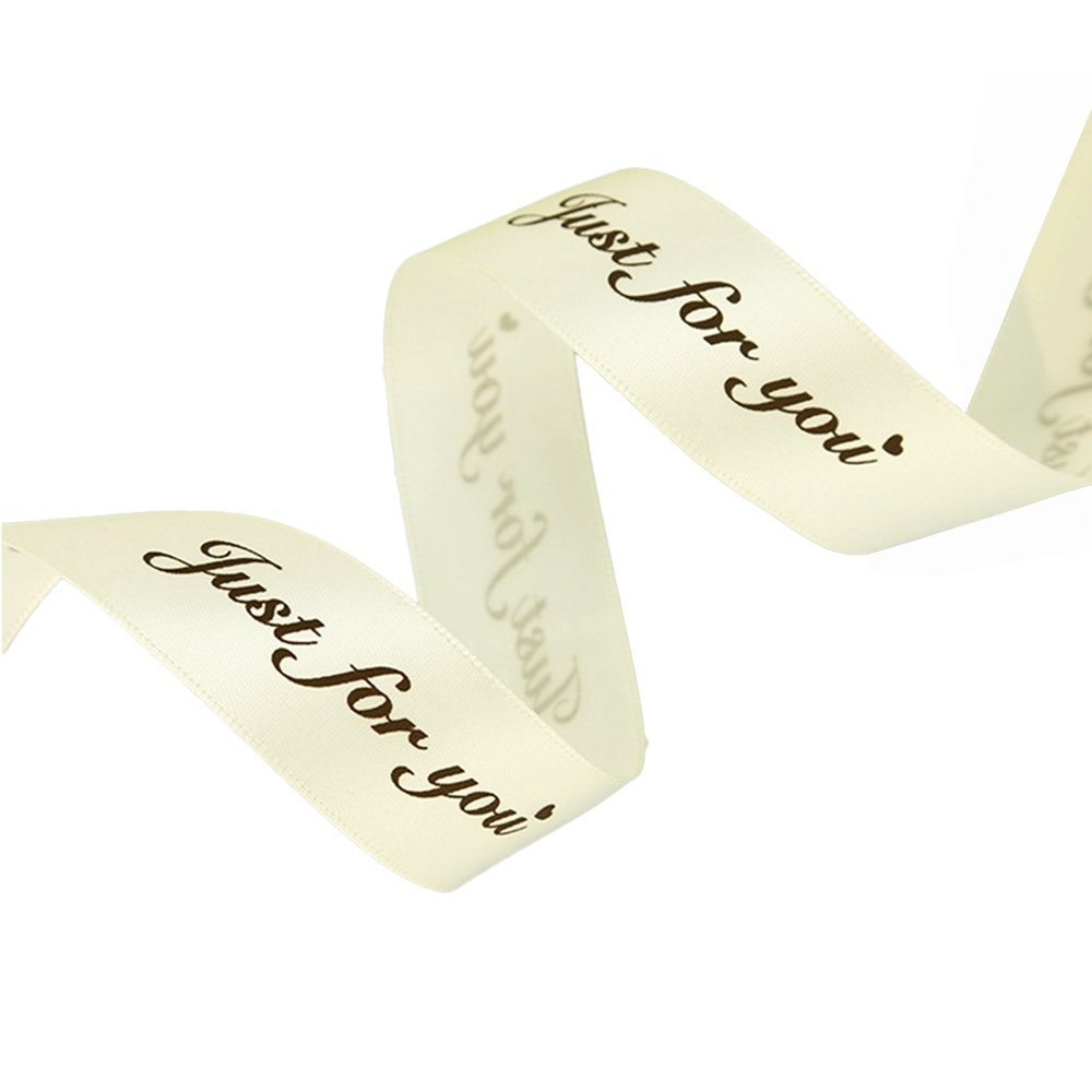 25mm 'Just For You' Printed Satin Ribbon - Cream - TEM IMPORTS™