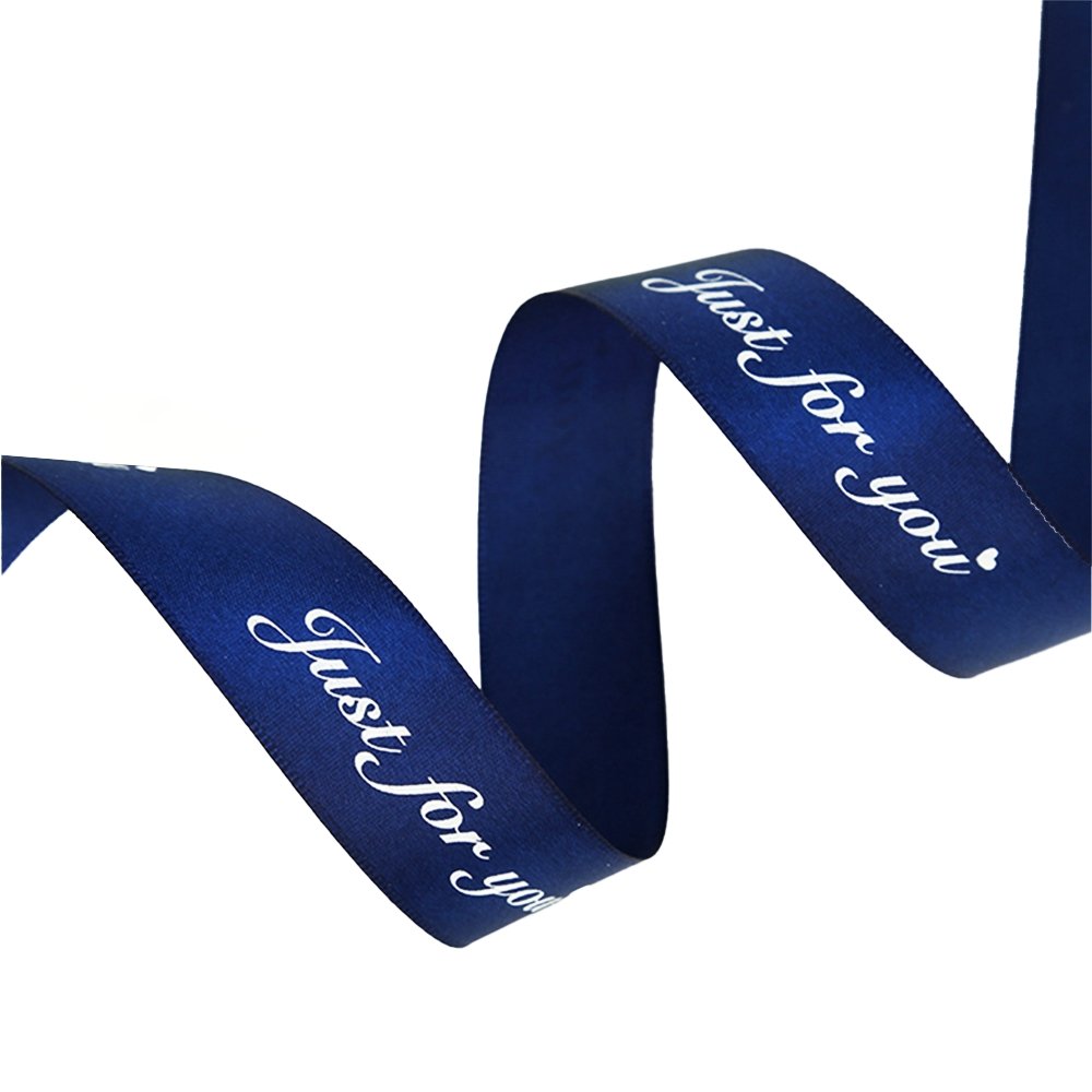 25mm 'Just For You' Printed Satin Ribbon - Dark Blue - TEM IMPORTS™