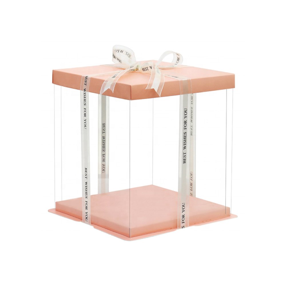 26x26x24 Clear Square Cake Box With Paper Lid - TEM IMPORTS™