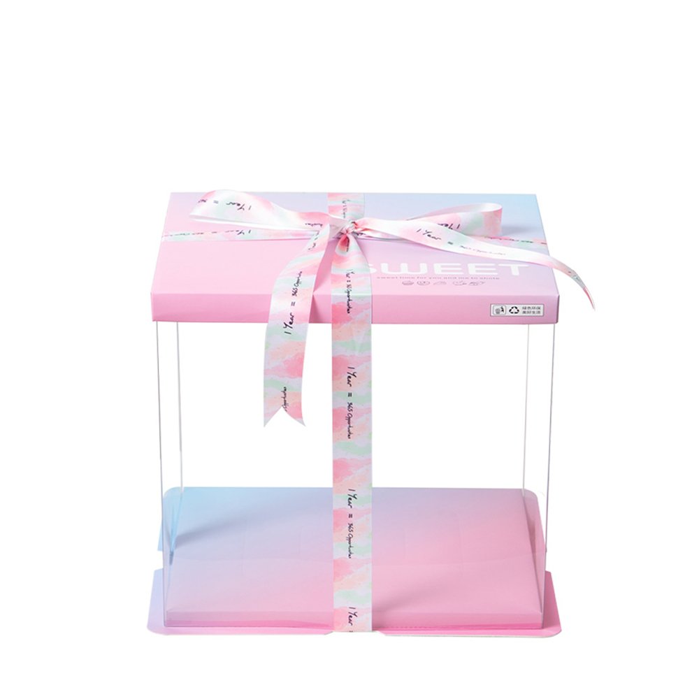 26x26x24 Clear Square Cake Box With Paper Lid - TEM IMPORTS™