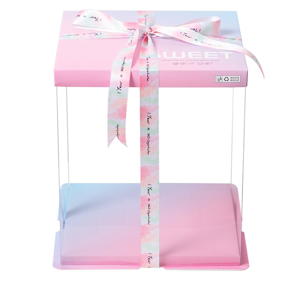 26x26x32 Clear Square Cake Box With Paper Lid - TEM IMPORTS™