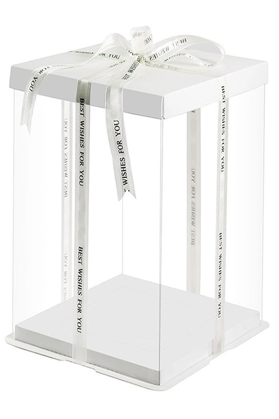 26x26x32 Clear Square Cake Box With Paper Lid - TEM IMPORTS™