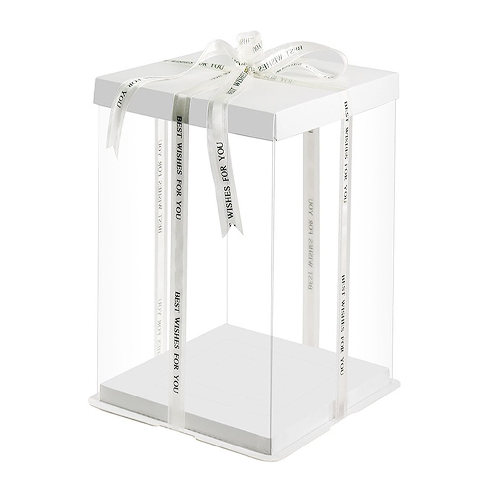 26x26x32 Clear Square Cake Box With Paper Lid - TEM IMPORTS™