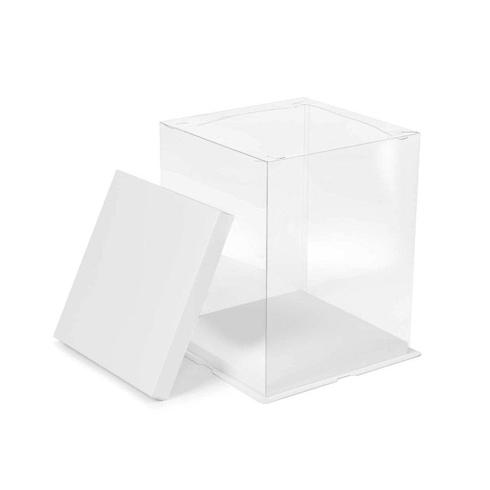 26x26x32 Clear Square Cake Box With Paper Lid - TEM IMPORTS™