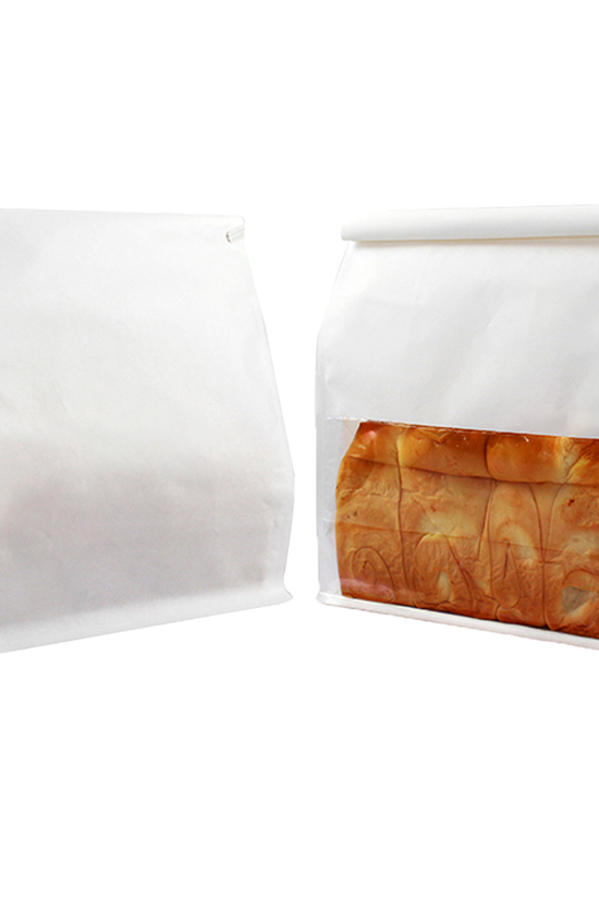 Large Paper Bread Bag Window - White