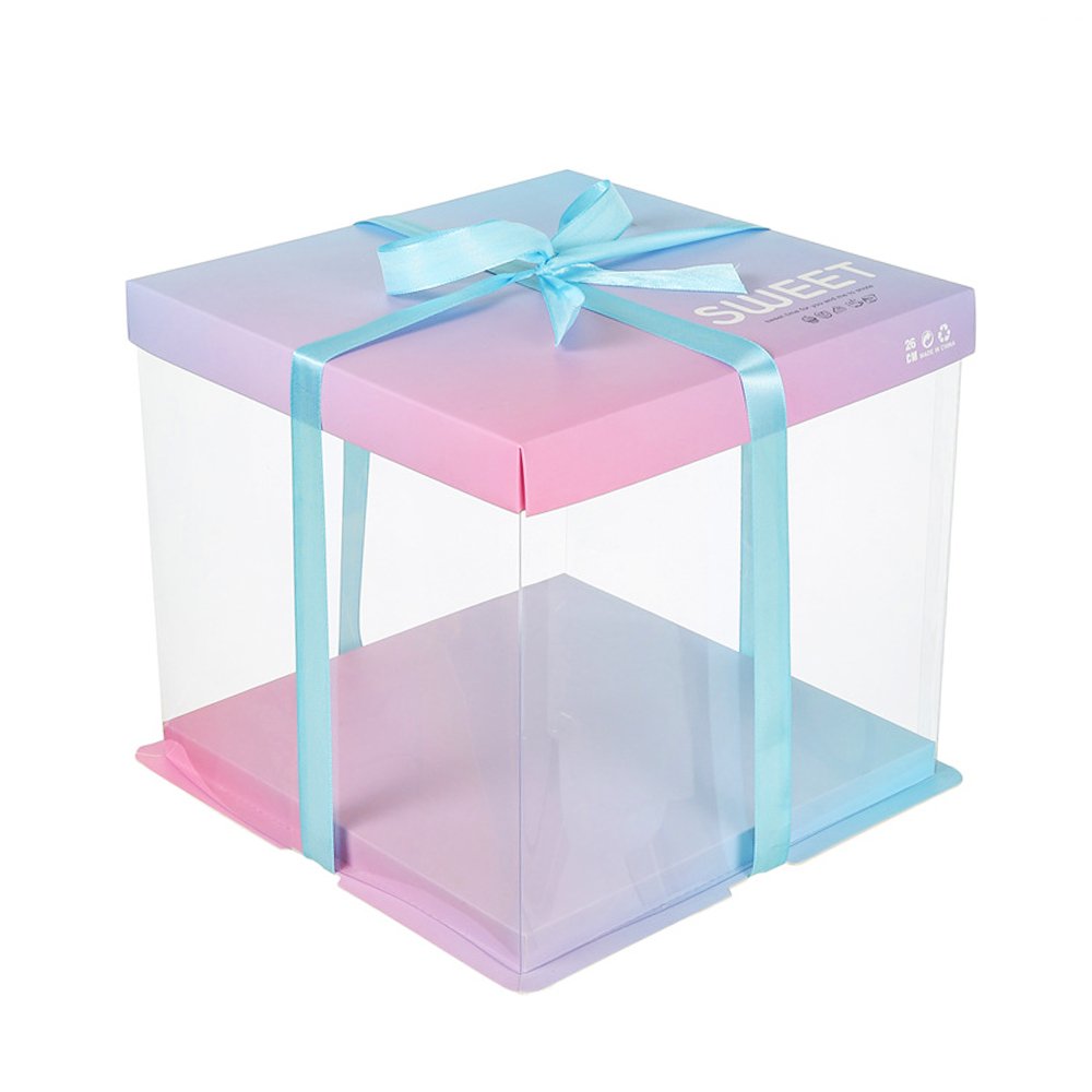 30x30x25 Clear Square Cake Box With Paper Lid - TEM IMPORTS™